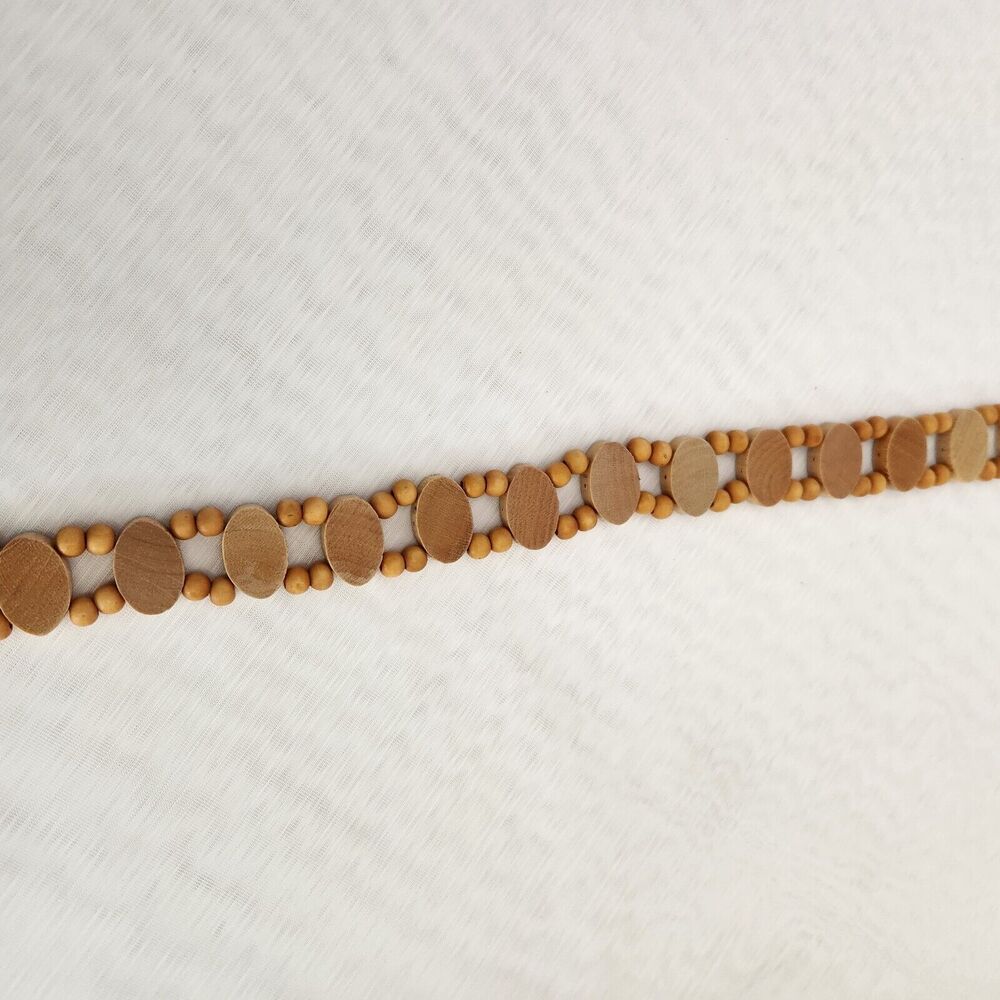L.E.I. Belt Women's M/L Beige Beaded Wood Tie Waist Belt 90's Y2K Southwestern - Picture 12 of 13
